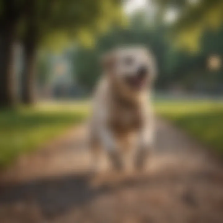 A dog playing happily in a park