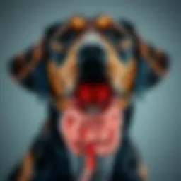 Close-up of a healthy dog's digestive system diagram