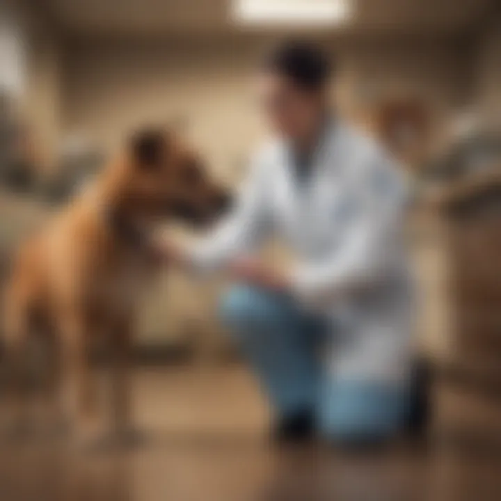 A veterinarian examining a dog, representing professional health care