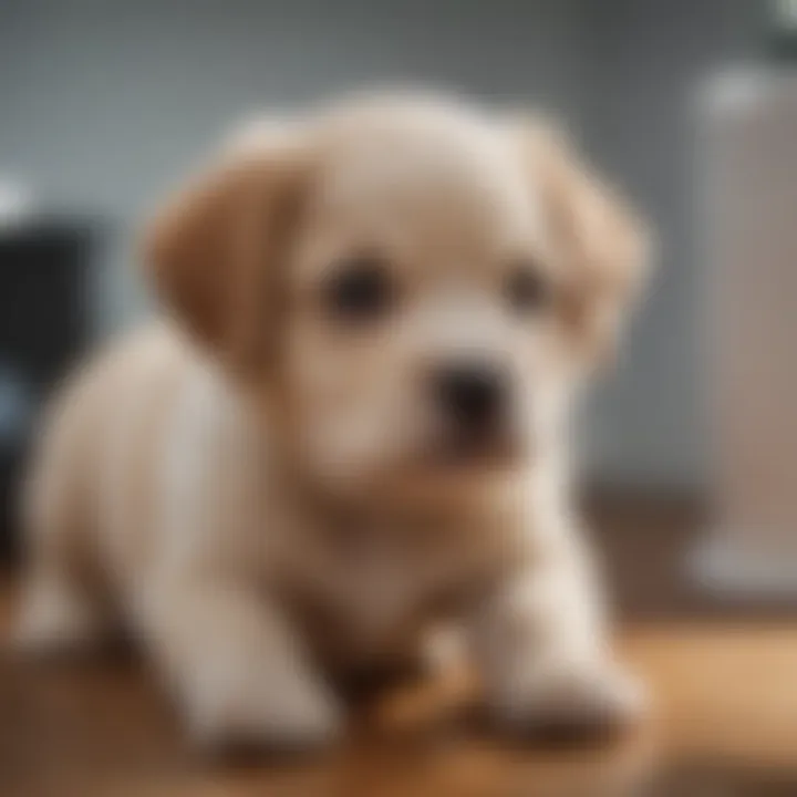 Veterinarian examining a puppy for health issues