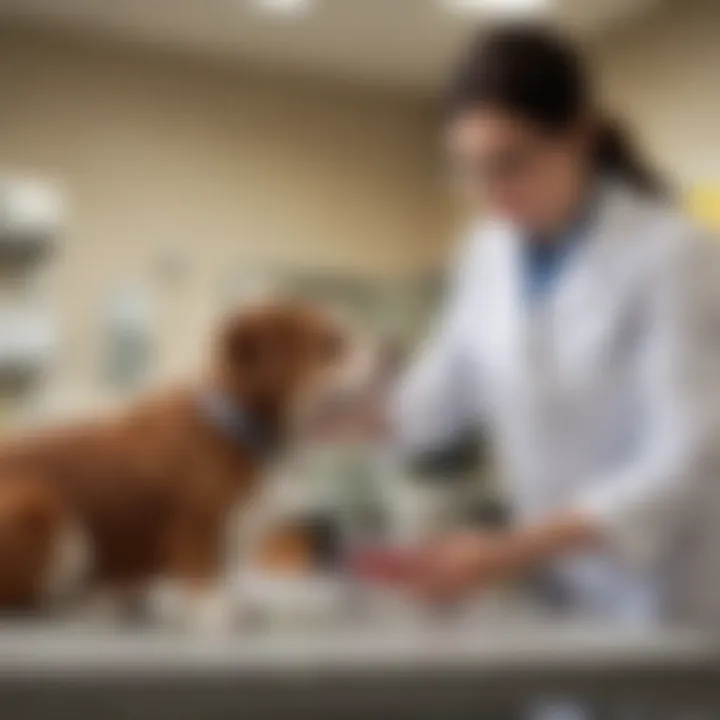 A veterinarian examining a dog in a clinic