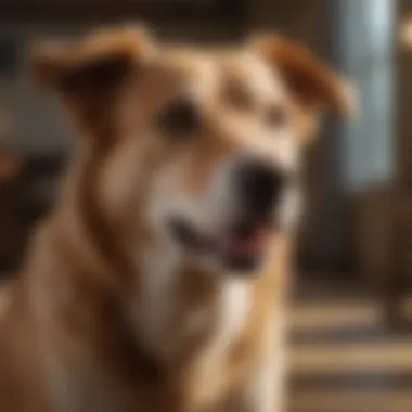 A dog panting in distress, showcasing signs of anxiety.