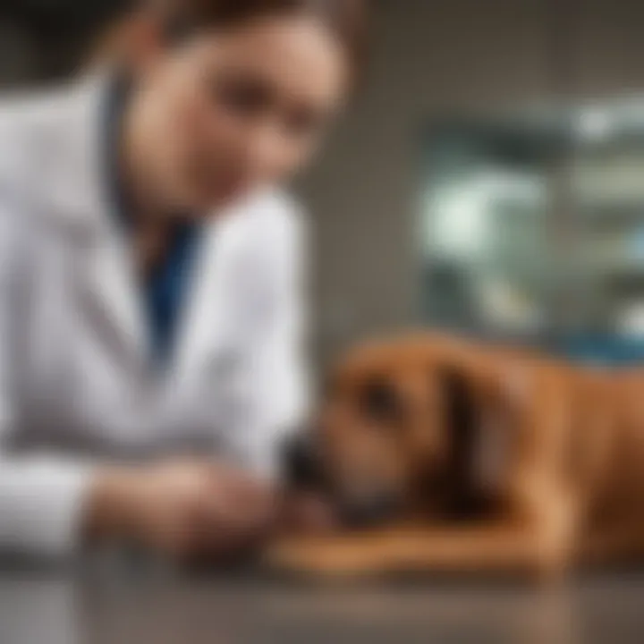 Veterinarian examining a dog with gastrointestinal issues