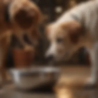 A dog drinking water from a bowl