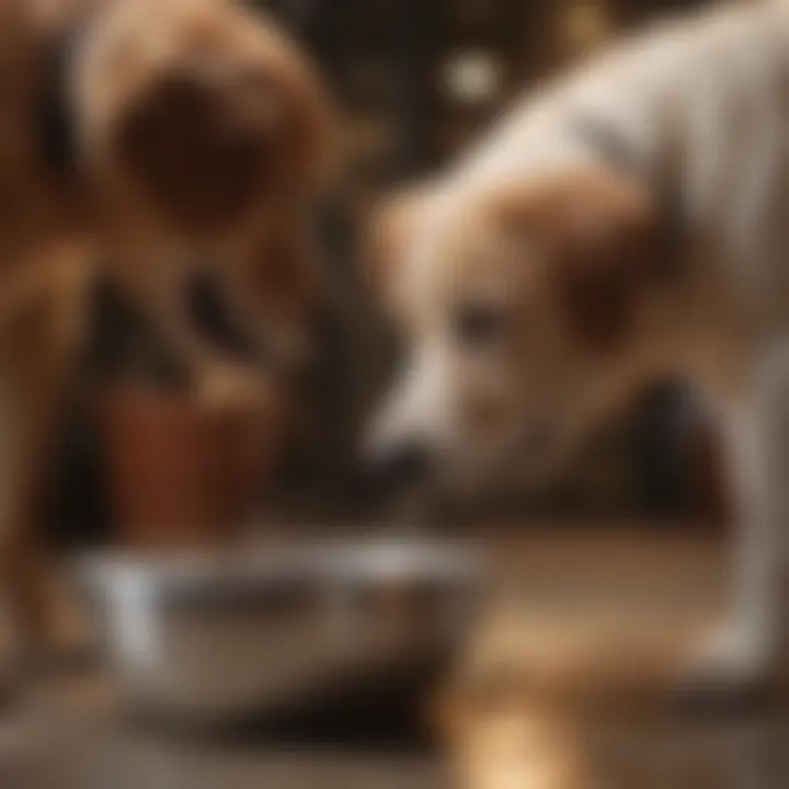 A dog drinking water from a bowl