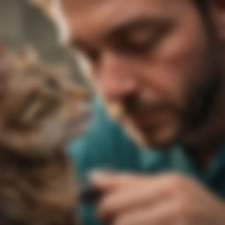 Veterinarian examining a cat for breathing issues.