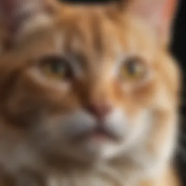 A close-up of a cat showing signs of illness with droopy ears