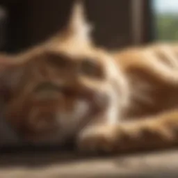 A healthy cat lounging comfortably in sunlight.
