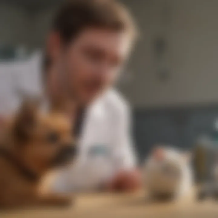 Veterinarian examining a pet