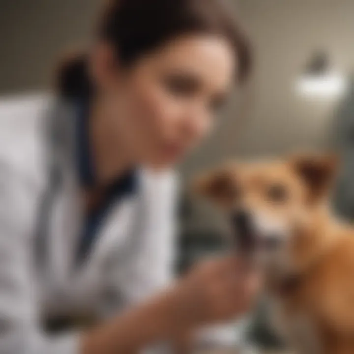 A veterinarian examining a pet