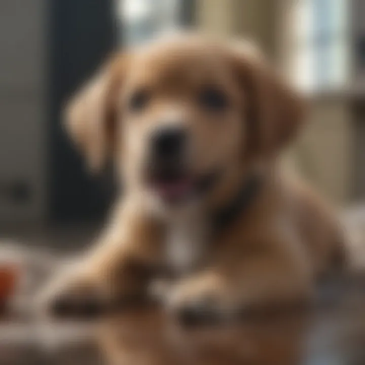 A puppy receiving veterinary care, emphasizing the importance of professional help.