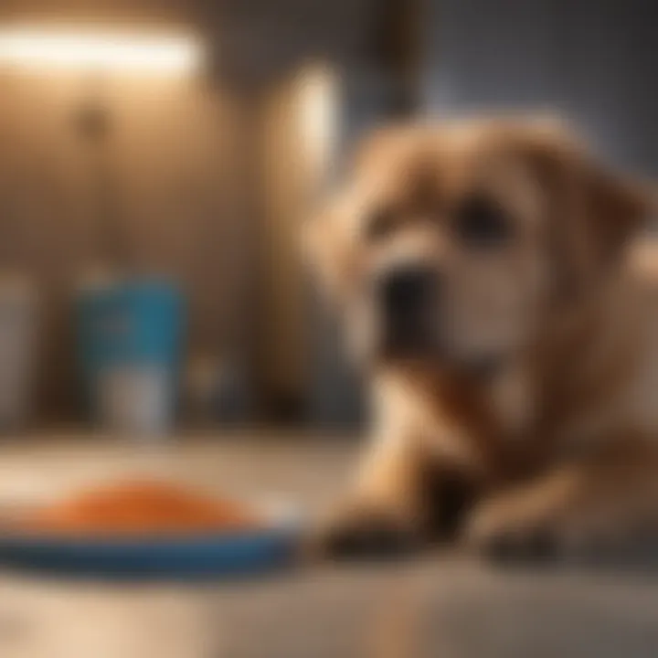 A pet owner researching information about pet health online.