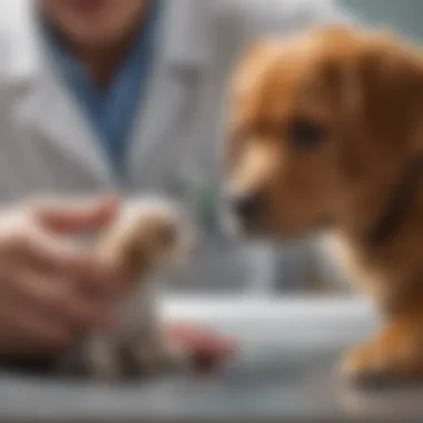 Veterinarian examining a puppy for health issues