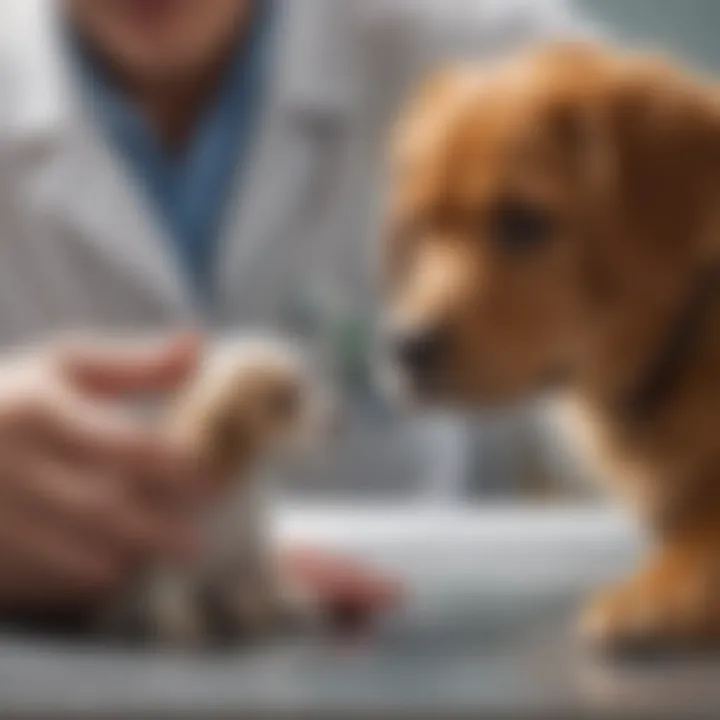 Veterinarian examining a puppy for health issues