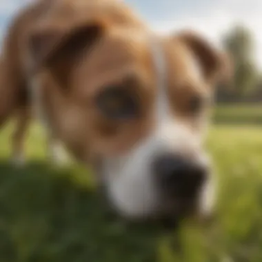 Dog Experiencing Diarrhea Symptoms A close-up of a dog with diarrhea on grass