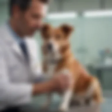 Veterinarian examining a dog in a clinic