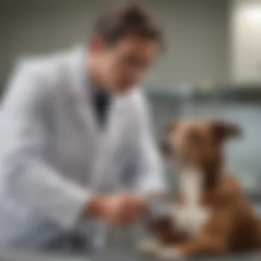 Veterinarian examining a dog with gastrointestinal issues