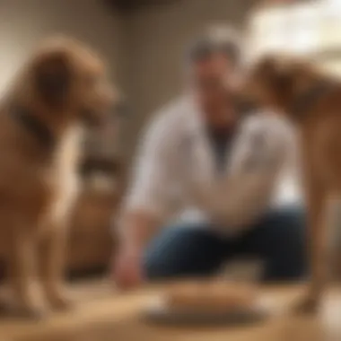 Dog owner discussing diet with a vet