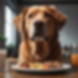 Healthy dog enjoying a balanced meal