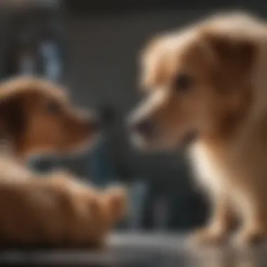 Veterinarian examining a dog