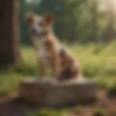 A dog with soft stool in a grassy area