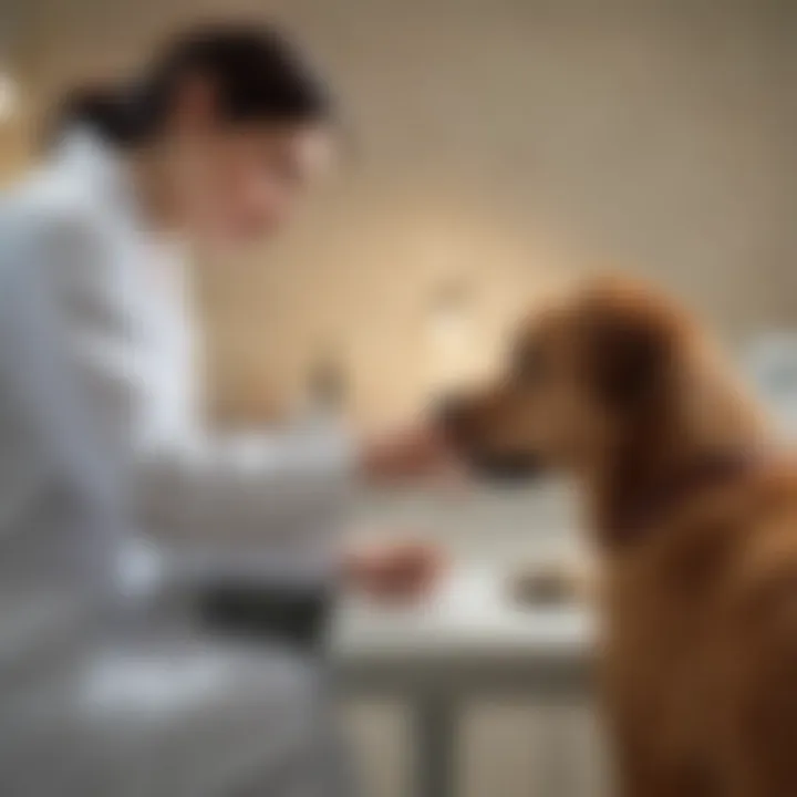 Veterinarian examining a dog for health issues