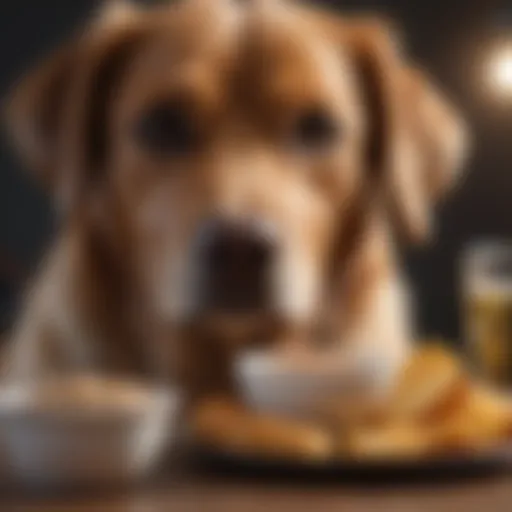 A healthy dog enjoying a balanced meal