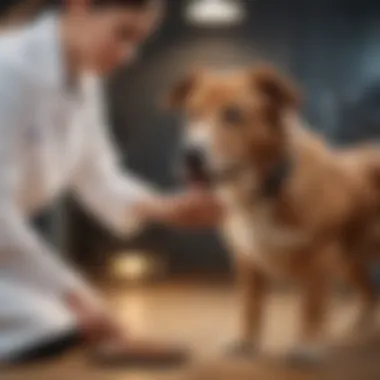 Veterinarian examining a dog for health issues