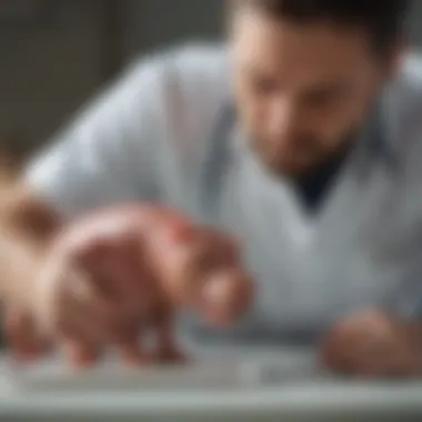 Veterinarian examining a pet for bowel obstruction.