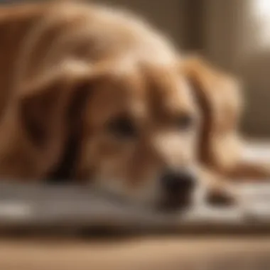 Dog resting comfortably after a health check