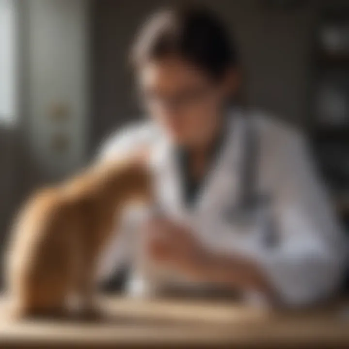 Veterinarian examining a cat for health check