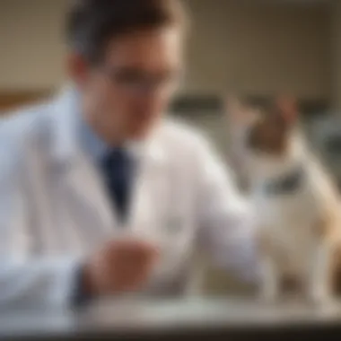 A veterinarian examining a pet, emphasizing the role of professional consultation in addressing health issues.