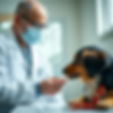 Veterinary Diagnosis of Diarrhea A veterinarian examining a dog's stool sample