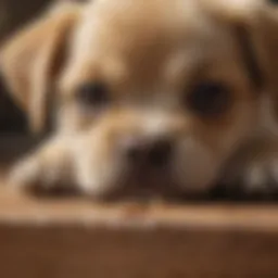 Close-up of a puppy showing signs of distress