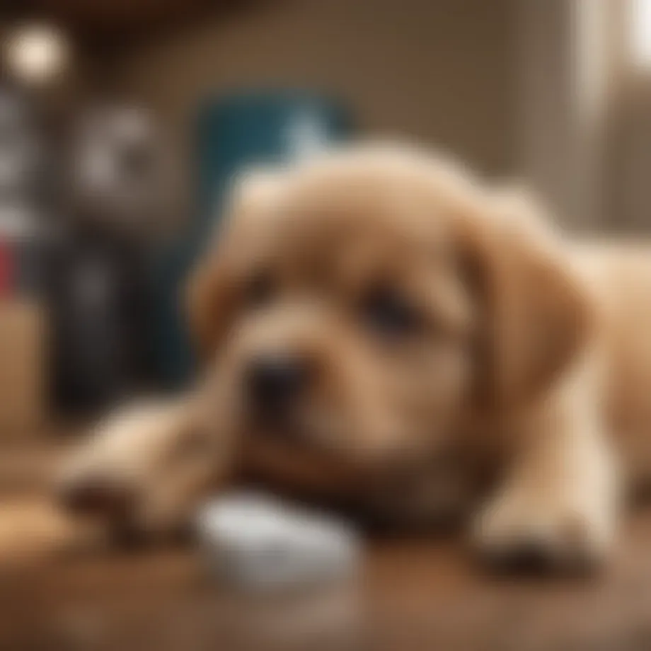 A concerned pet owner examining their puppy