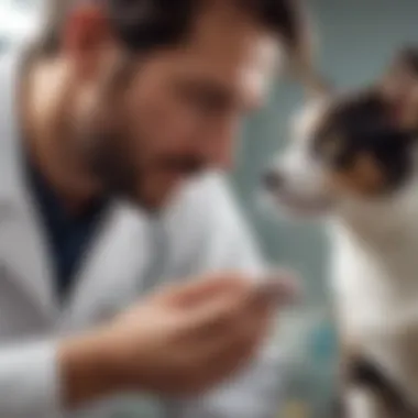 Veterinarian examining a pet for digestive problems