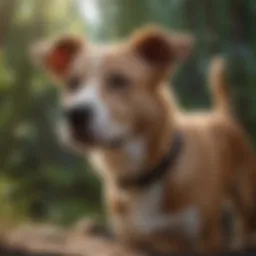 Healthy young dog exploring its environment