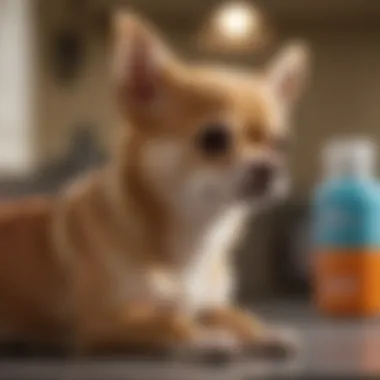 A veterinarian examining a Chihuahua's health