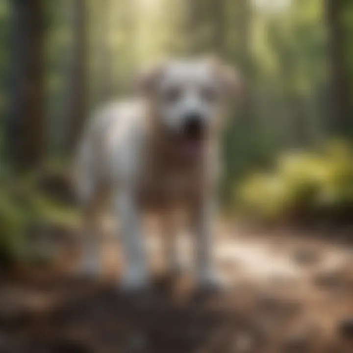 A dog happily playing in a clean outdoor environment