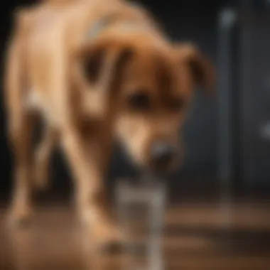 A dog drinking water to stay hydrated during diarrhea recovery