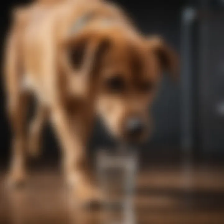 A dog drinking water to stay hydrated during diarrhea recovery