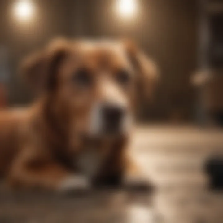 A pet owner consulting with a veterinarian about a dog's health issues