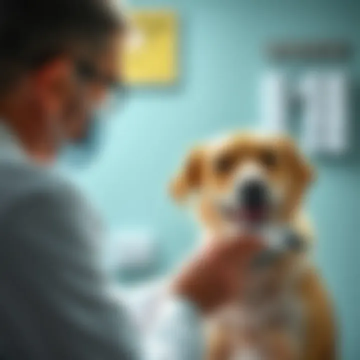 Veterinarian examining a dog with diarrhea