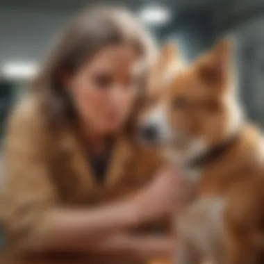 Veterinarian examining an elderly dog