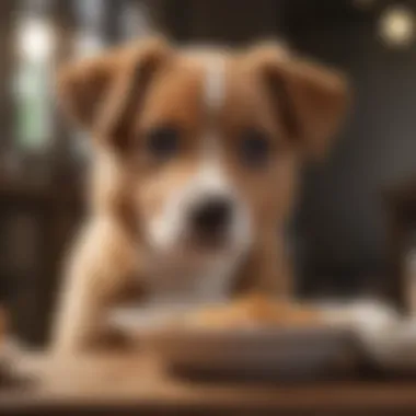 A healthy puppy enjoying a meal