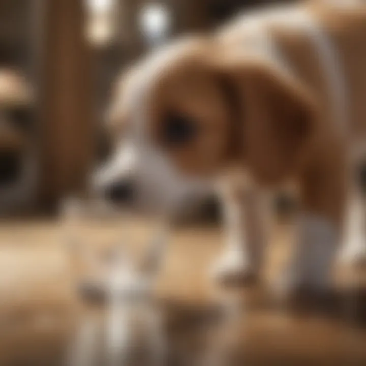 A puppy drinking water to stay hydrated