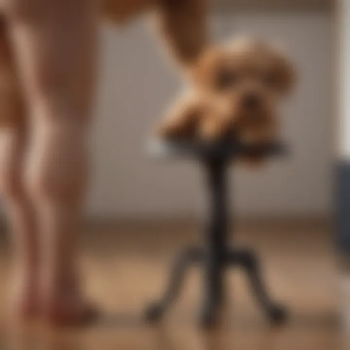 Owner examining puppy's stool consistency