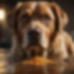 A close-up of a distressed dog displaying symptoms of diarrhea.
