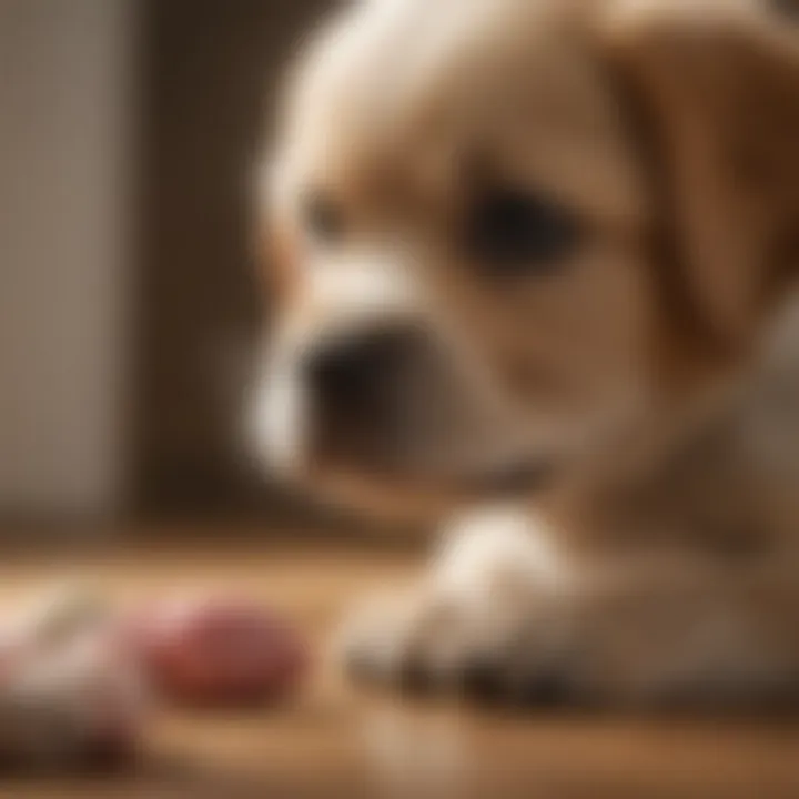 Veterinarian examining a puppy