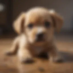 Puppy showing signs of distress with a sad expression